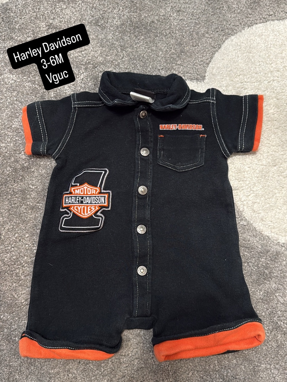 Harley-Davidson Black & Orange Infant One-Piece Romper
